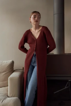 FLEUR KNITTED CARDIGAN WINE